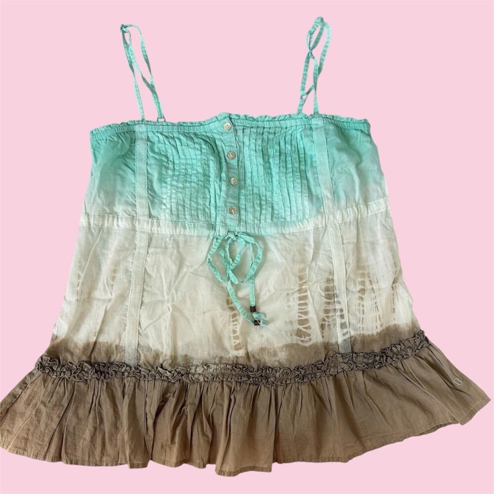 Euro brand ONLY mint green tie-dye babydoll tank top